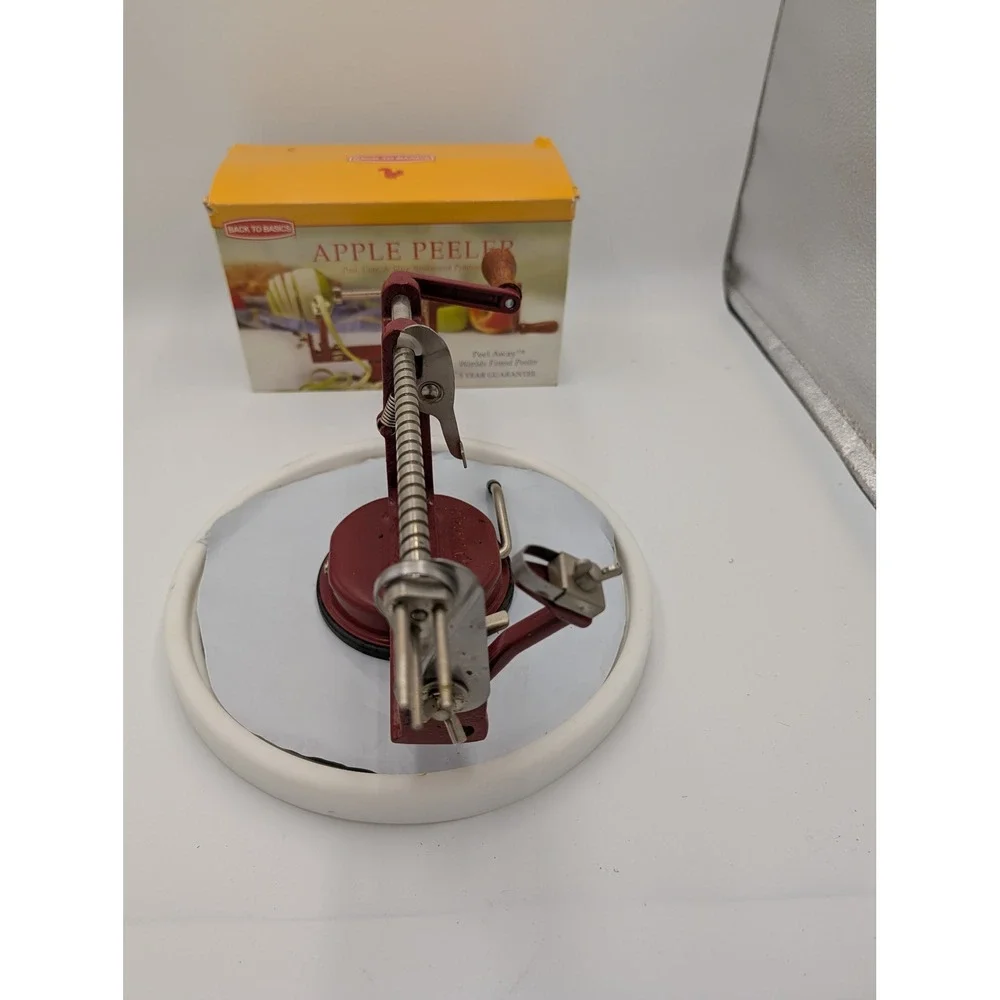 Back‎ to Basics Peel Away Apple Peeler Red Cast Iron Suction Base Corer Slicer